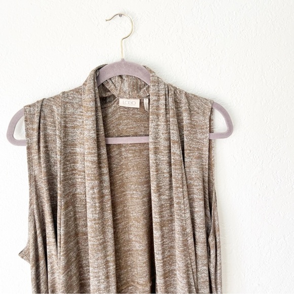 LOGO Lori Goldstein Vest Women's XL Green Draped Sweater Cardigan Pockets - Picture 3 of 7